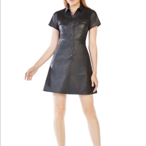 BCBGMaxAzria Dresses & Skirts - BCBG MaxAzria Stephana faux leather shirt dress